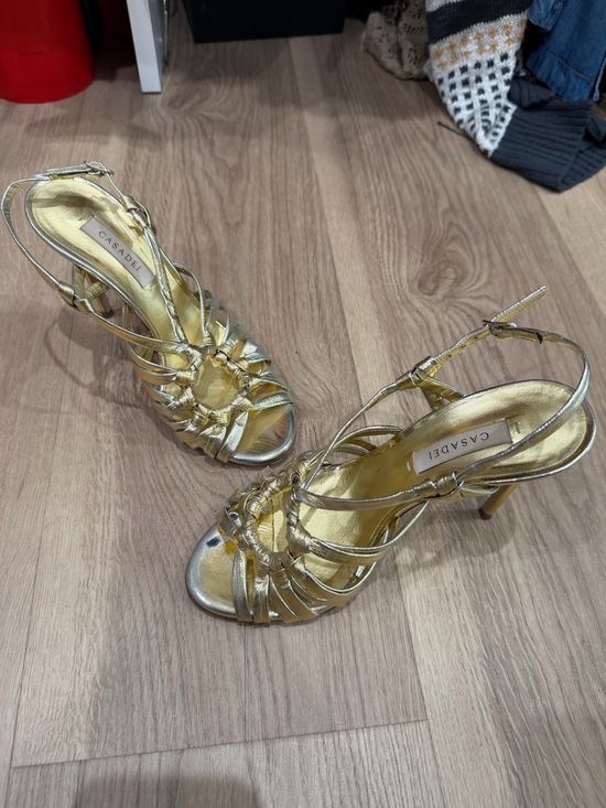 Casadei Gold Knotted Strappy Stiletto Sandal main image 2